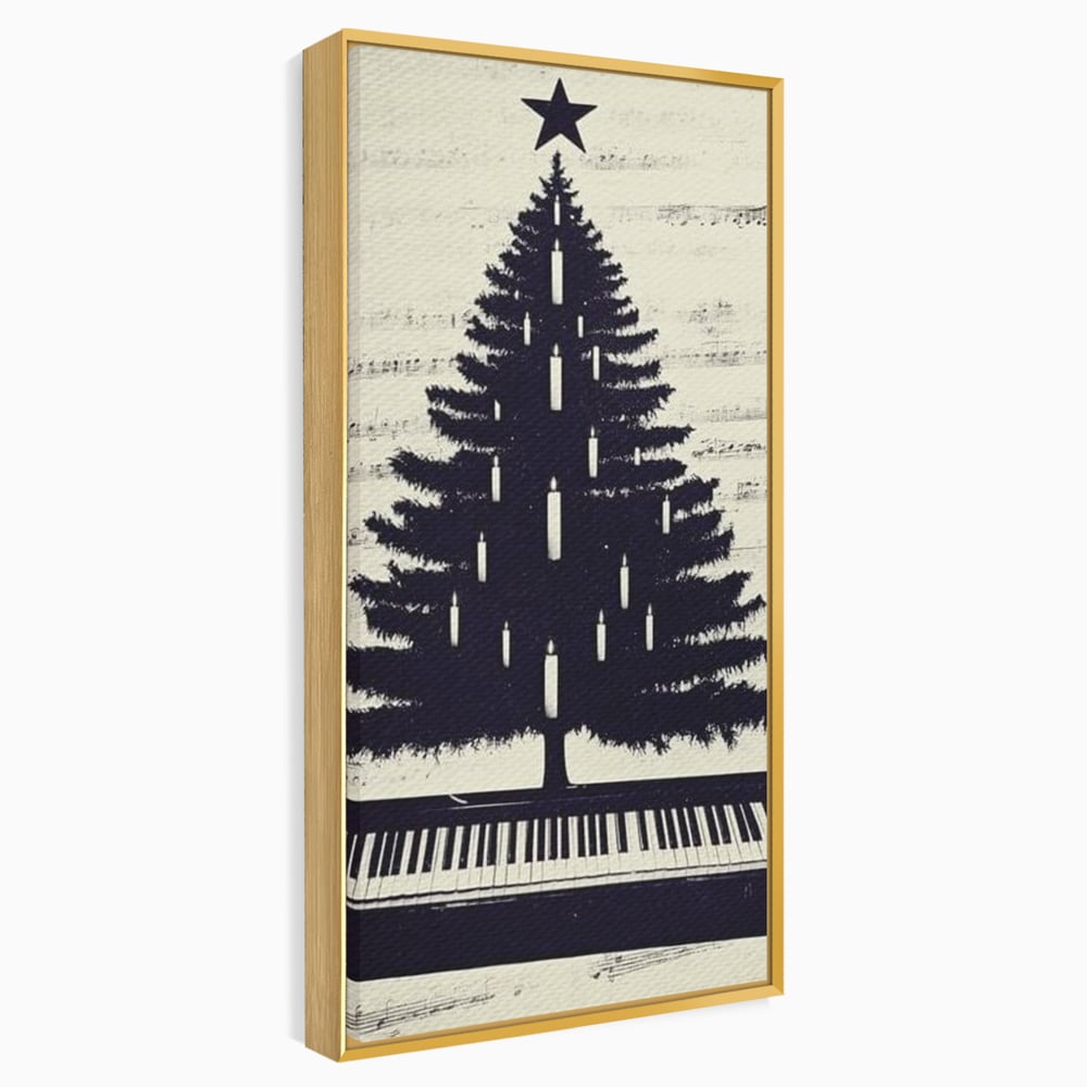 Tablou Canvas Premium LuxCanva® D1017, Bradul de pe Pian , Brad, Abstract, Negru, Pian, Clape, Living Room, Culori vibrante