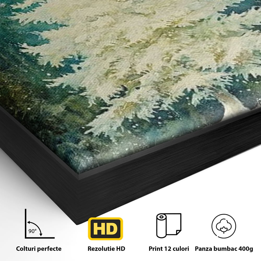 Leinwandbilder Premium, LuxCanva® D1020, Die Magie des weißen Tannenbaums, Weiß, Tanne, Weiß, Schnee, Magie, Freude, Wohnzimmer, Lebendige Farben