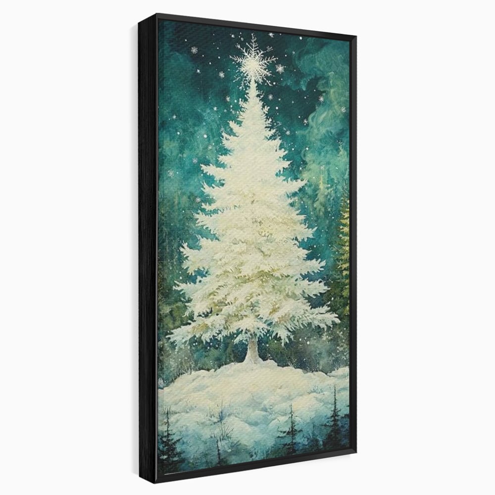Leinwandbilder Premium, LuxCanva® D1020, Die Magie des weißen Tannenbaums, Weiß, Tanne, Weiß, Schnee, Magie, Freude, Wohnzimmer, Lebendige Farben