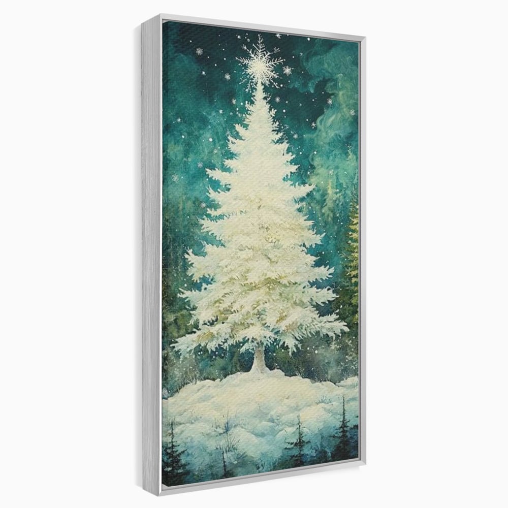 Leinwandbilder Premium, LuxCanva® D1020, Die Magie des weißen Tannenbaums, Weiß, Tanne, Weiß, Schnee, Magie, Freude, Wohnzimmer, Lebendige Farben