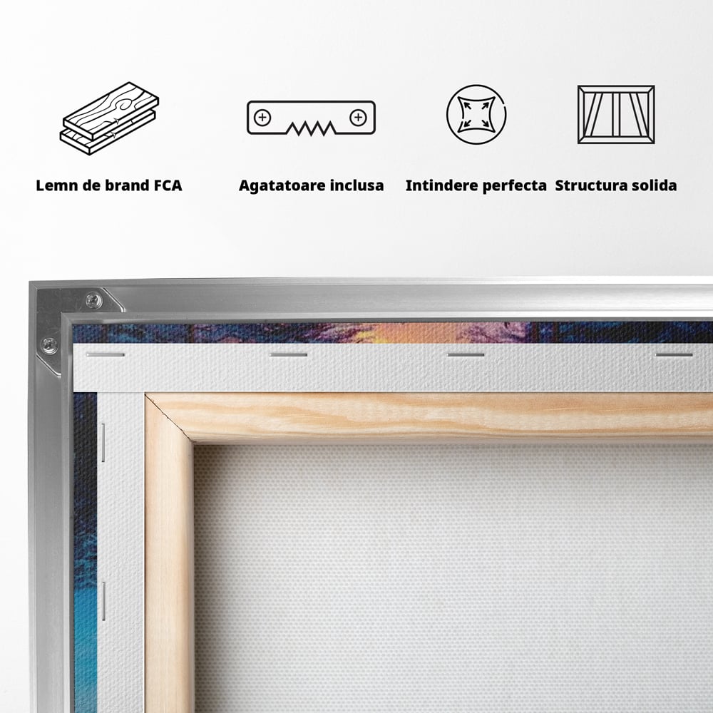 Tablou Canvas Premium LuxCanva® D1021, Cabana dintre Brazi , Brazi, Cabana, Semineu, Foc, Natura, Living Room, Culori vibrante