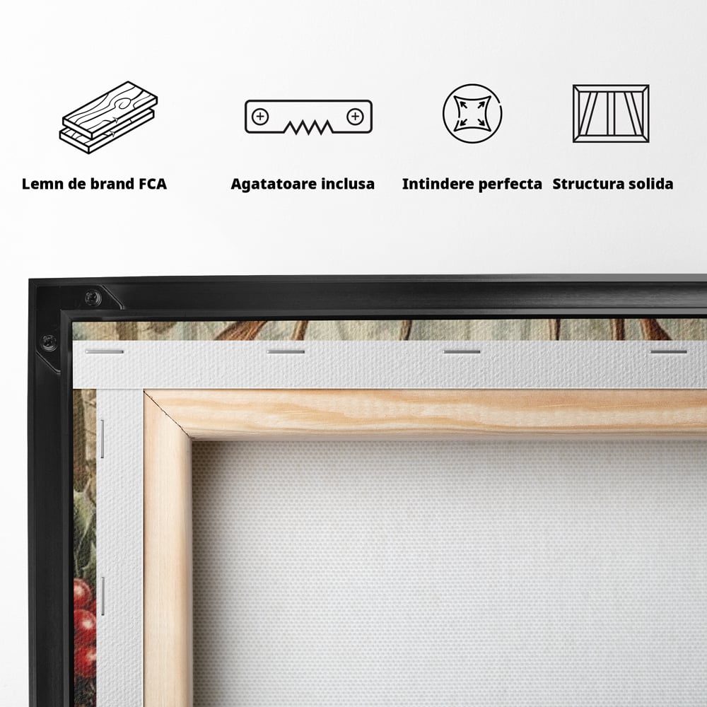 Tablou Canvas Premium LuxCanva® D1025, Cerbul din Padurea Magica ,Brazi, Cerb, Animal, Salbatic, Padure, Living Room, Culori vibrante