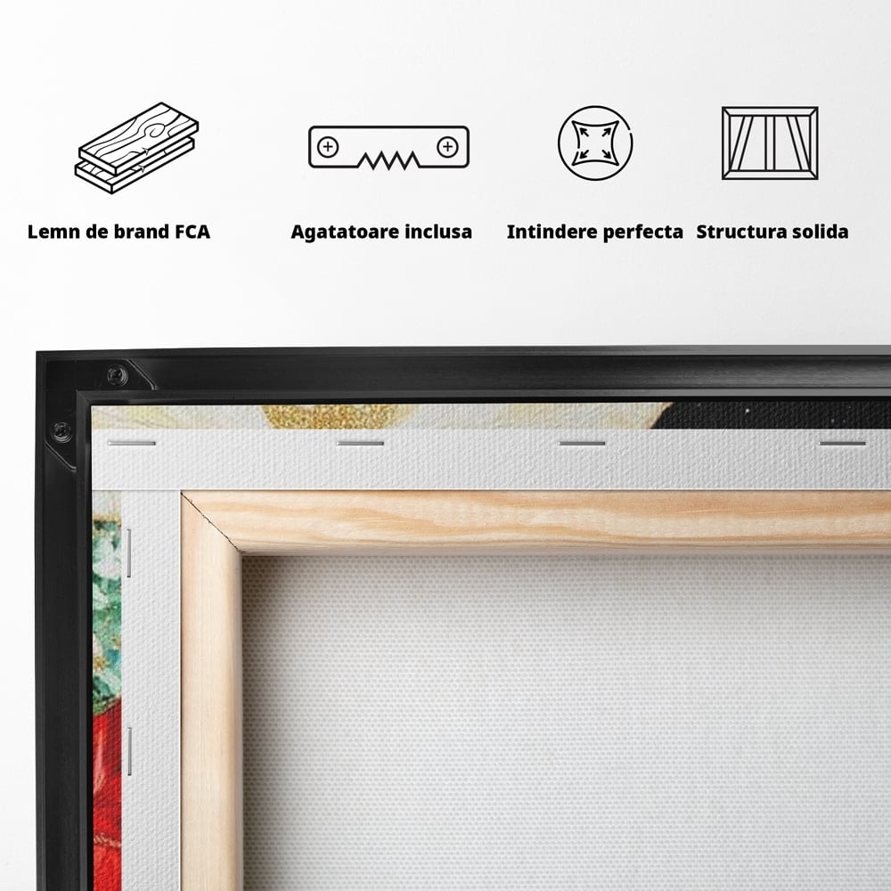 Leinwand Wandkunst Canvas Premium LuxCanva® D1026, Weihnachtsarrangement, Blumen, Weihnachten, Rot, Weiß, Dekor, Wohnzimmer, Lebendige Farben