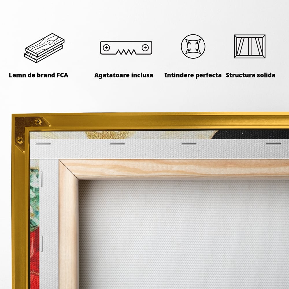 Leinwand Wandkunst Canvas Premium LuxCanva® D1026, Weihnachtsarrangement, Blumen, Weihnachten, Rot, Weiß, Dekor, Wohnzimmer, Lebendige Farben