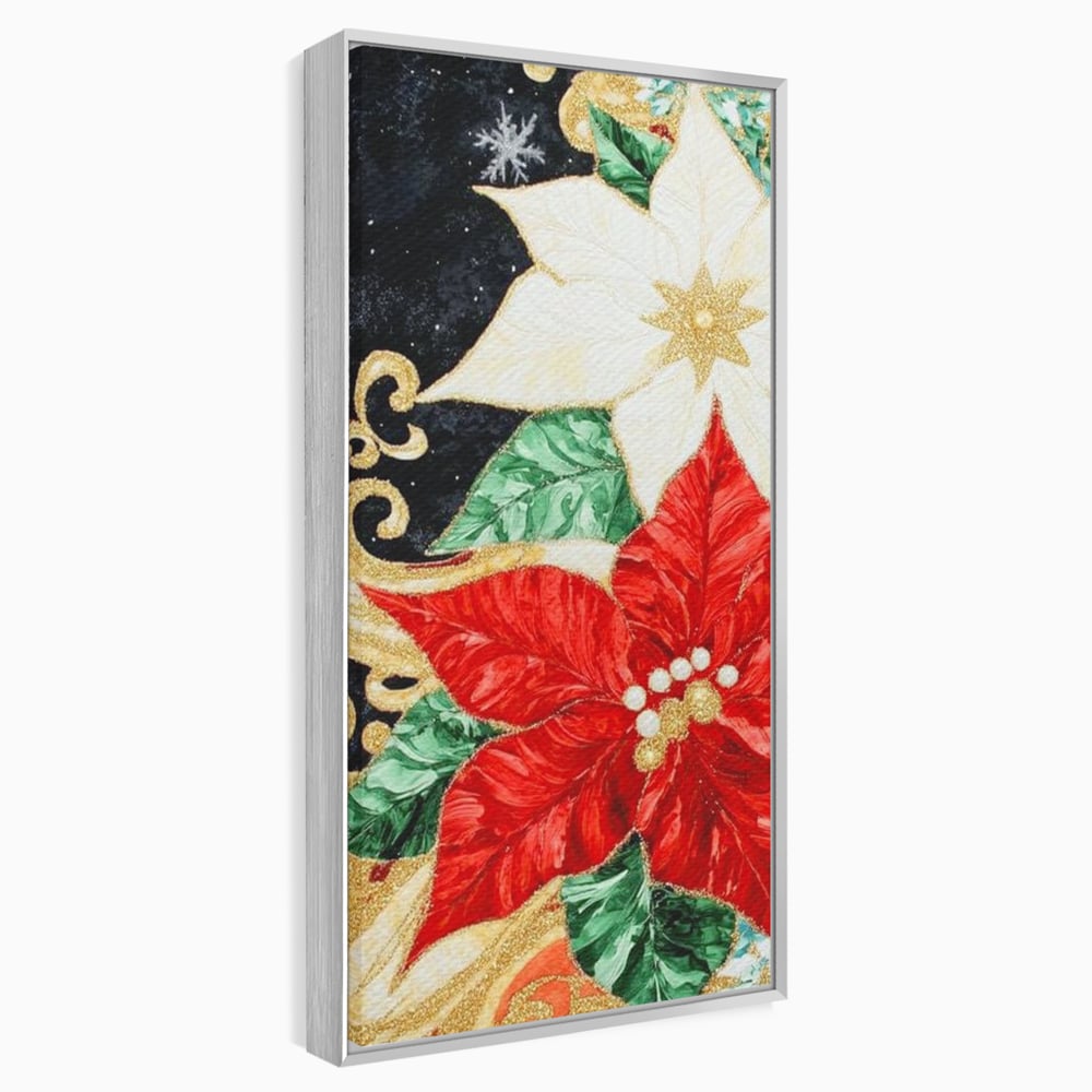 Leinwand Wandkunst Canvas Premium LuxCanva® D1026, Weihnachtsarrangement, Blumen, Weihnachten, Rot, Weiß, Dekor, Wohnzimmer, Lebendige Farben
