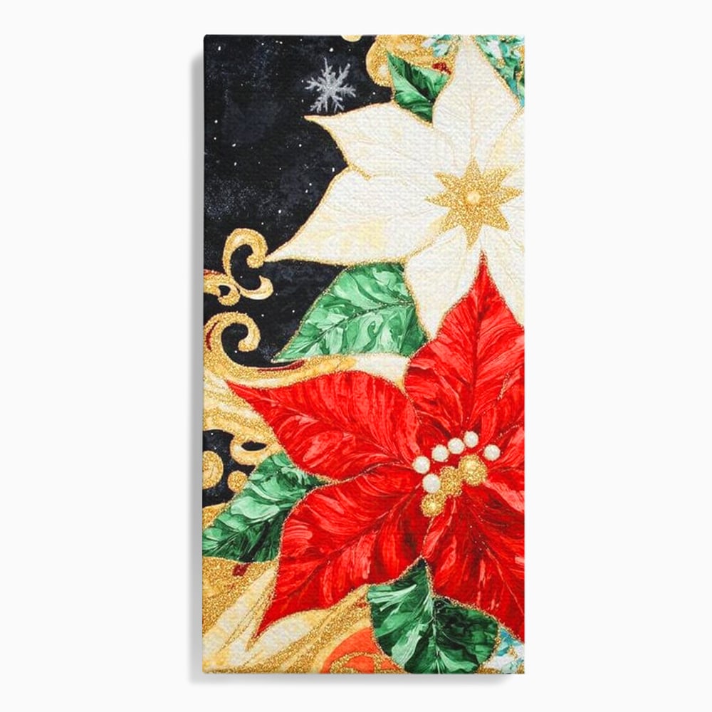 Leinwand Wandkunst Canvas Premium LuxCanva® D1026, Weihnachtsarrangement, Blumen, Weihnachten, Rot, Weiß, Dekor, Wohnzimmer, Lebendige Farben