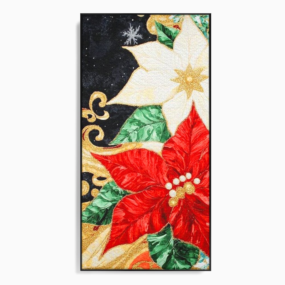 Leinwand Wandkunst Canvas Premium LuxCanva® D1026, Weihnachtsarrangement, Blumen, Weihnachten, Rot, Weiß, Dekor, Wohnzimmer, Lebendige Farben