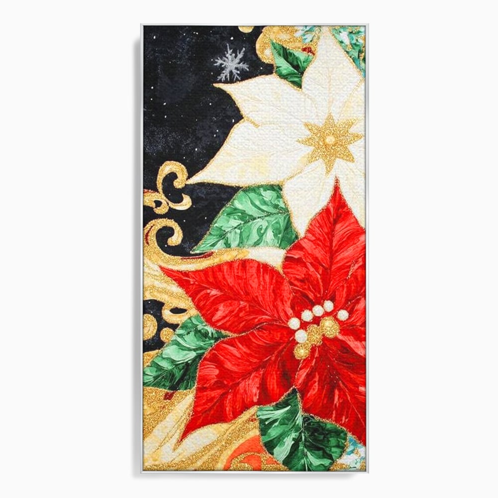 Leinwand Wandkunst Canvas Premium LuxCanva® D1026, Weihnachtsarrangement, Blumen, Weihnachten, Rot, Weiß, Dekor, Wohnzimmer, Lebendige Farben