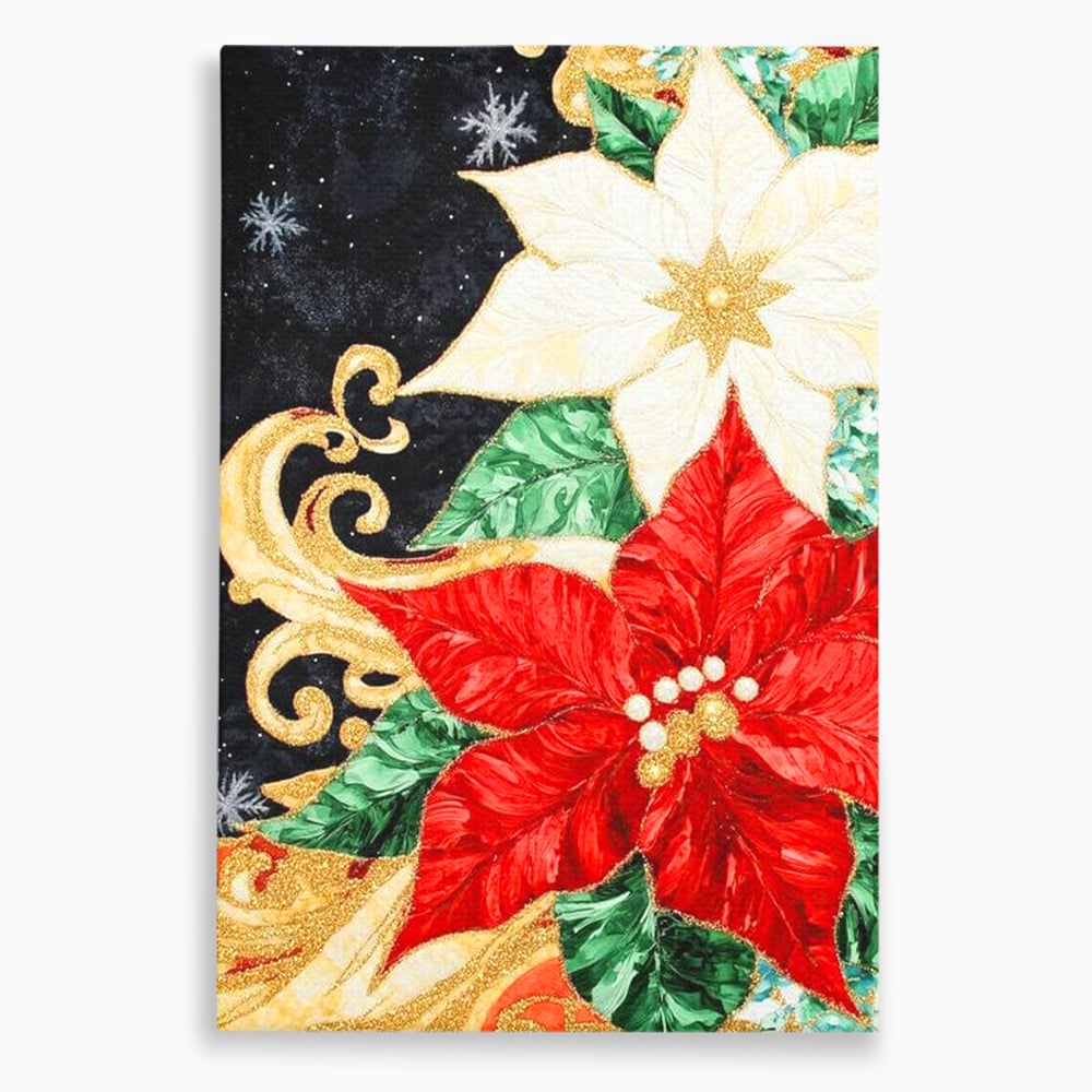 Leinwand Wandkunst Canvas Premium LuxCanva® D1026, Weihnachtsarrangement, Blumen, Weihnachten, Rot, Weiß, Dekor, Wohnzimmer, Lebendige Farben