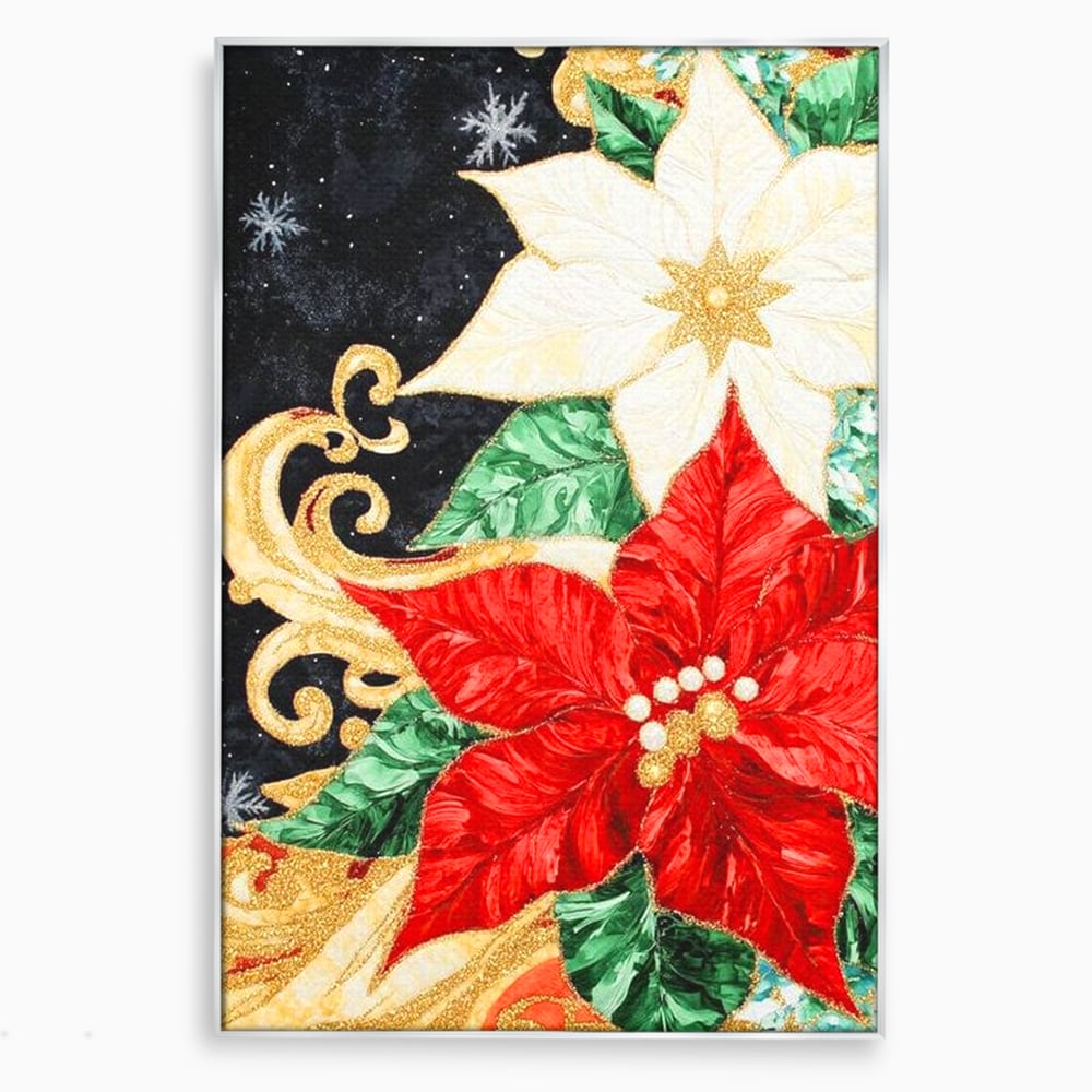 Leinwand Wandkunst Canvas Premium LuxCanva® D1026, Weihnachtsarrangement, Blumen, Weihnachten, Rot, Weiß, Dekor, Wohnzimmer, Lebendige Farben