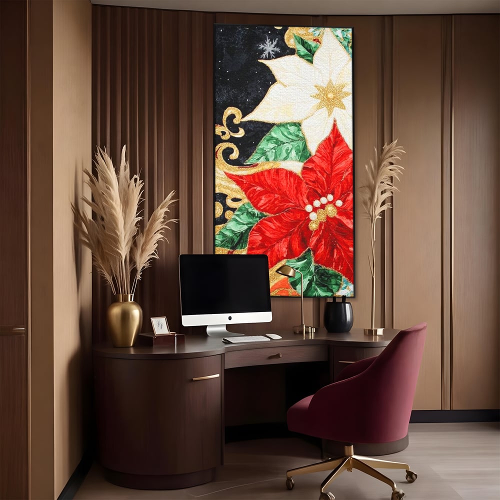 Leinwand Wandkunst Canvas Premium LuxCanva® D1026, Weihnachtsarrangement, Blumen, Weihnachten, Rot, Weiß, Dekor, Wohnzimmer, Lebendige Farben