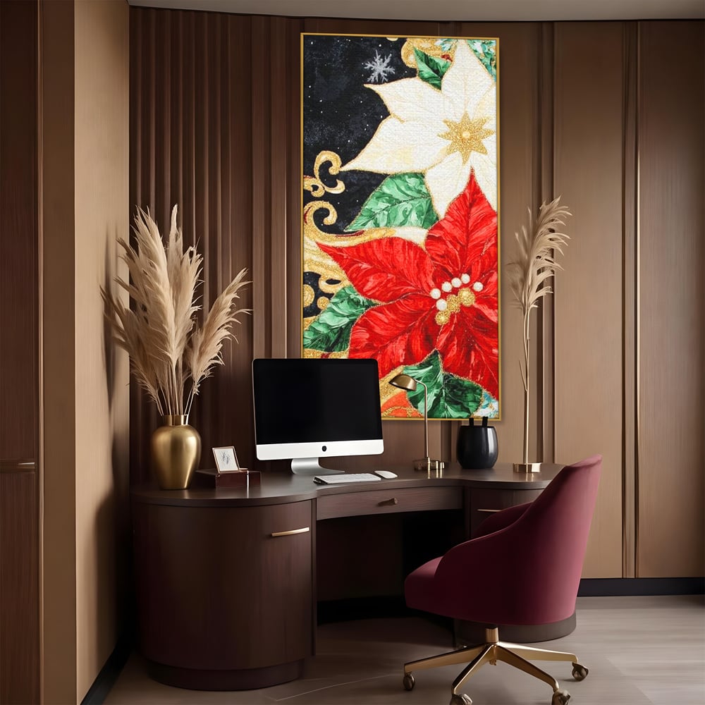 Leinwand Wandkunst Canvas Premium LuxCanva® D1026, Weihnachtsarrangement, Blumen, Weihnachten, Rot, Weiß, Dekor, Wohnzimmer, Lebendige Farben