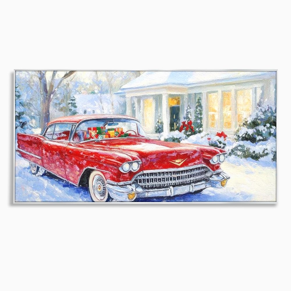 Tablou Canvas Premium LuxCanva® D1027, Masina vintage a Mosului , Pontiac, Masina, Rosie, Iarna, Daruri, Living Room, Culori vibrante