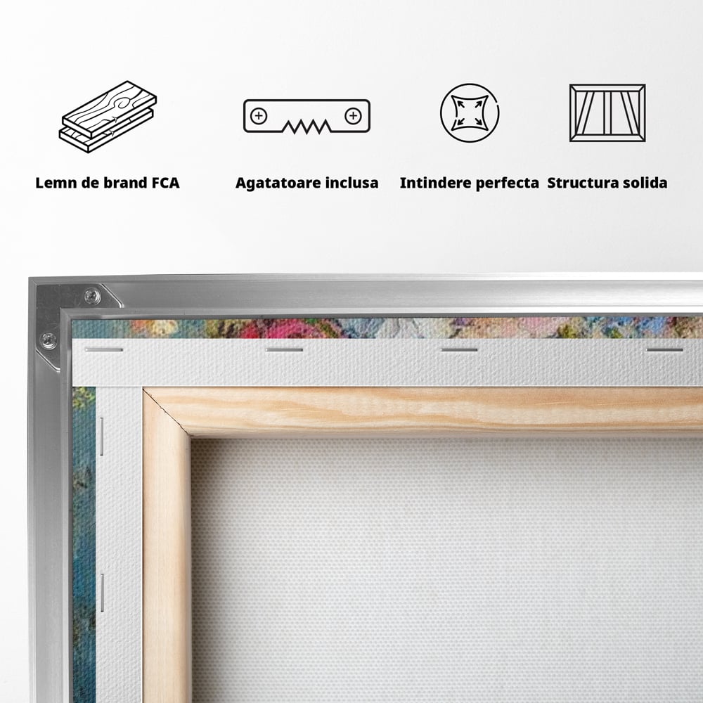Tablou Canvas Premium LuxCanva® D1028, Clopotei Inflorati , Bujori, Clopotei, Aurii, Decoratiuni, Buchet, Living Room, Culori vibrante