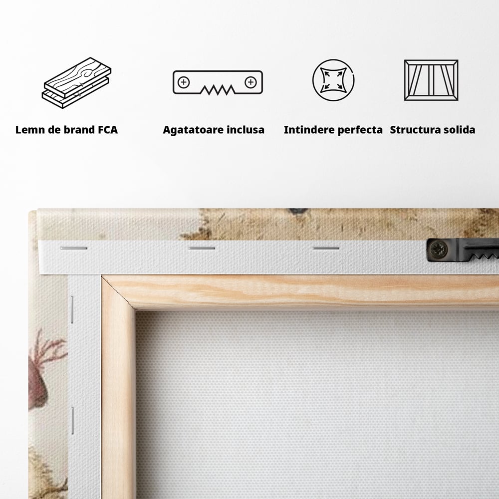 Tablou Canvas Premium LuxCanva® D1030, Prieteni Buni , Ursulet, Plus, Om de Zapada, Prietenie, Imbratisare, Living Room, Culori vibrante