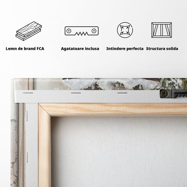 Tablou Canvas Premium LuxCanva® D1031, Stralucirea Felinarului , Ramuri, Brad, Nea, Lumina, Felinar, Living Room, Culori vibrante