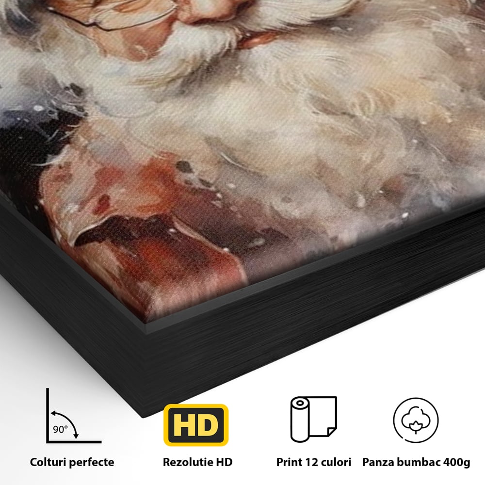Tablou Canvas Premium, LuxCanva® D1032, Un Batranel numit Craciun ,  Blandete, Privire, Rosu, Ochelari, Portret, Living Room, Culori vibrante