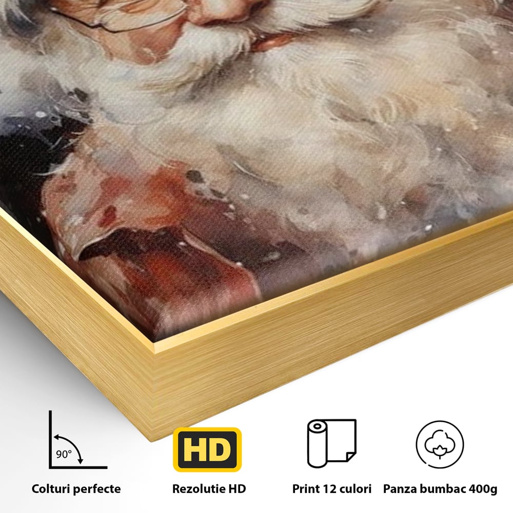 Tablou Canvas Premium, LuxCanva® D1032, Un Batranel numit Craciun ,  Blandete, Privire, Rosu, Ochelari, Portret, Living Room, Culori vibrante