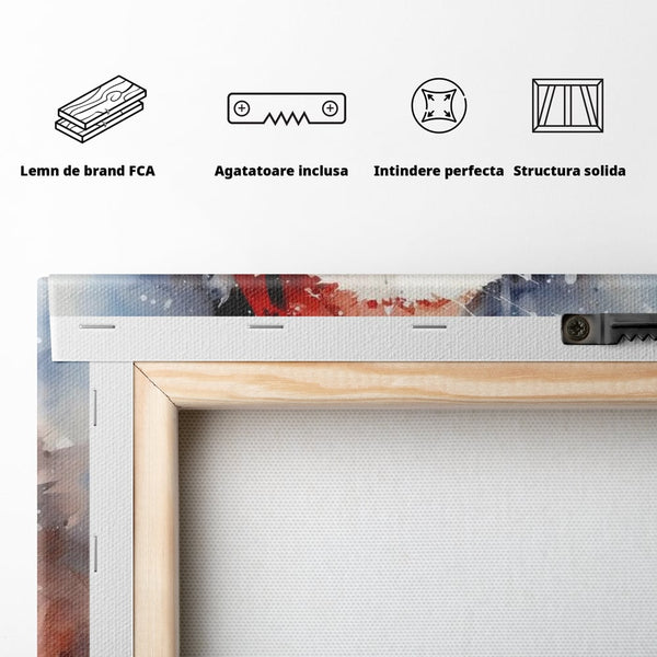 Tablou Canvas Premium, LuxCanva® D1032, Un Batranel numit Craciun ,  Blandete, Privire, Rosu, Ochelari, Portret, Living Room, Culori vibrante