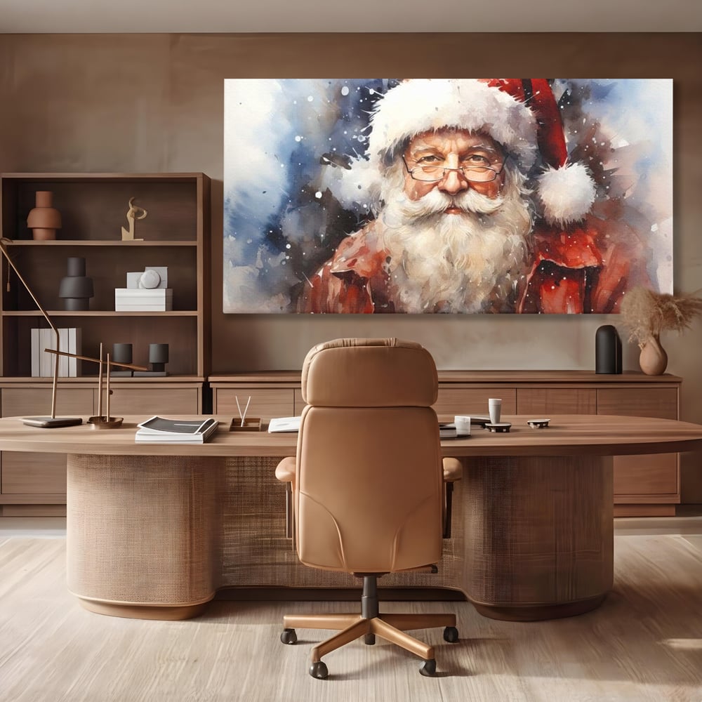 Tablou Canvas Premium, LuxCanva® D1032, Un Batranel numit Craciun ,  Blandete, Privire, Rosu, Ochelari, Portret, Living Room, Culori vibrante