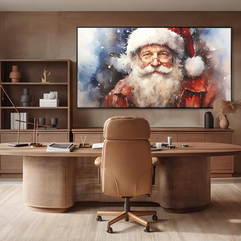 Tablou Canvas Premium, LuxCanva® D1032, Un Batranel numit Craciun ,  Blandete, Privire, Rosu, Ochelari, Portret, Living Room, Culori vibrante