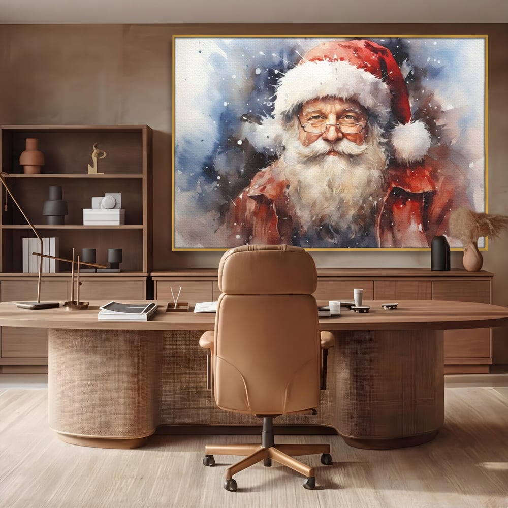 Tablou Canvas Premium, LuxCanva® D1032, Un Batranel numit Craciun ,  Blandete, Privire, Rosu, Ochelari, Portret, Living Room, Culori vibrante