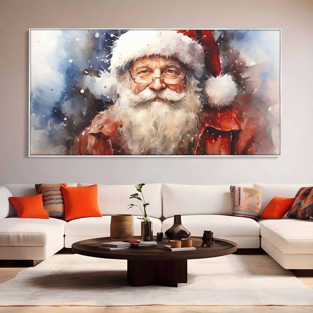 Tablou Canvas Premium, LuxCanva® D1032, Un Batranel numit Craciun ,  Blandete, Privire, Rosu, Ochelari, Portret, Living Room, Culori vibrante