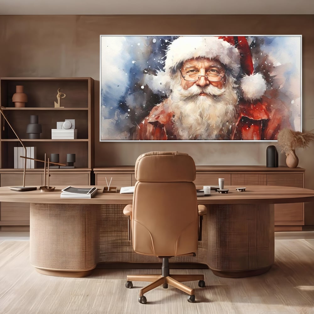 Tablou Canvas Premium, LuxCanva® D1032, Un Batranel numit Craciun ,  Blandete, Privire, Rosu, Ochelari, Portret, Living Room, Culori vibrante