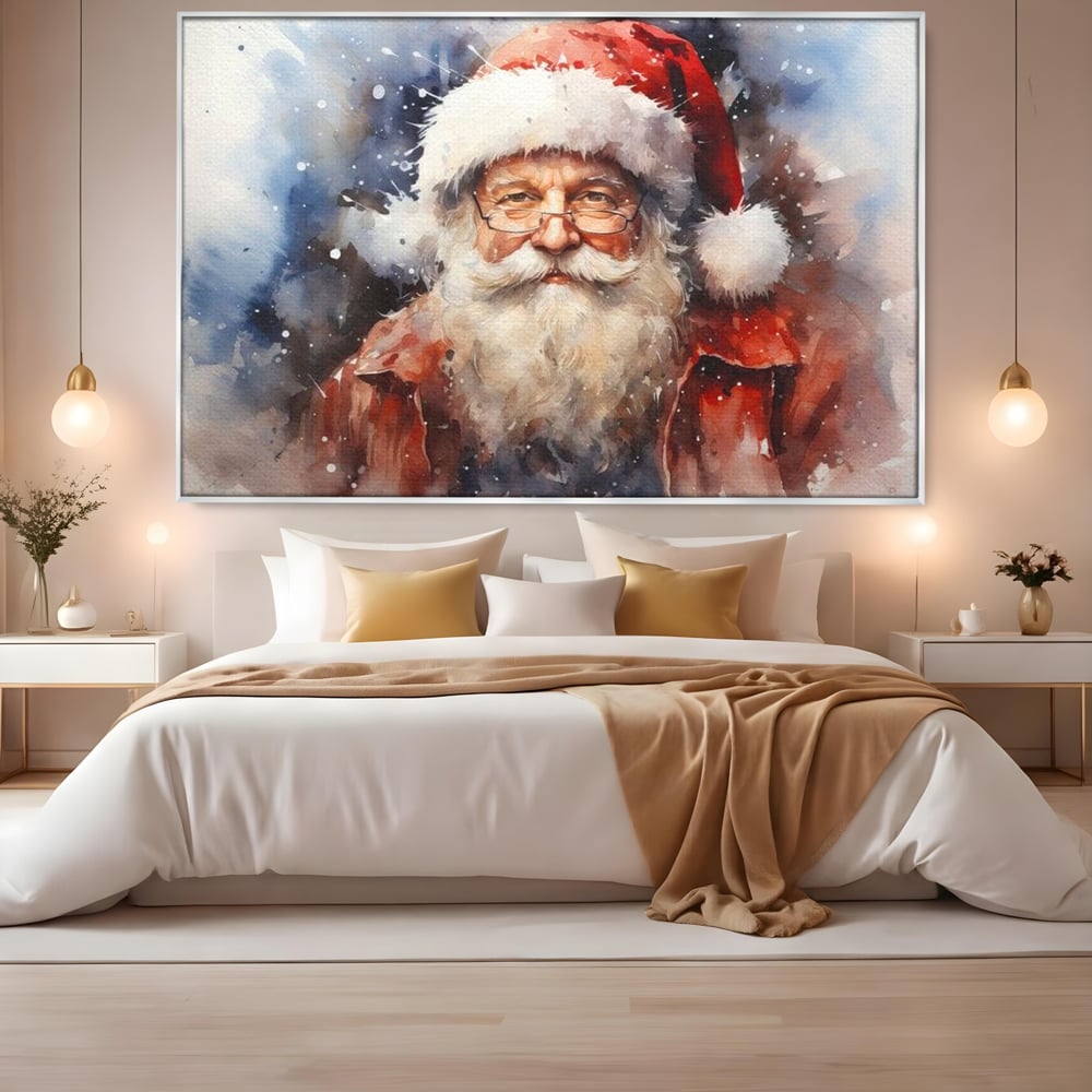 Tablou Canvas Premium, LuxCanva® D1032, Un Batranel numit Craciun ,  Blandete, Privire, Rosu, Ochelari, Portret, Living Room, Culori vibrante