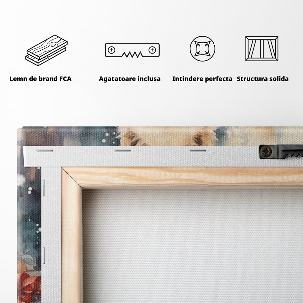 Tablou Canvas Premium LuxCanva® D1034, Un Samoyed in Dar , Caine, Blana, Bej, Cutii, Cadouri, Latrat, Camera Copii, Culori vibrante