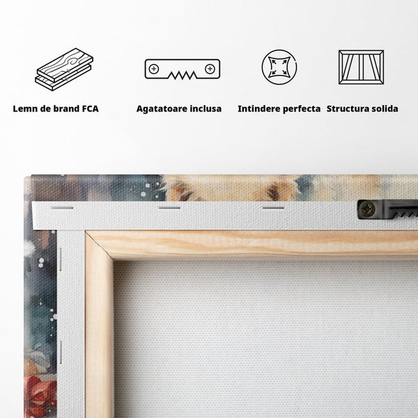 Tablou Canvas Premium LuxCanva® D1034, Un Samoyed in Dar , Caine, Blana, Bej, Cutii, Cadouri, Latrat, Camera Copii, Culori vibrante