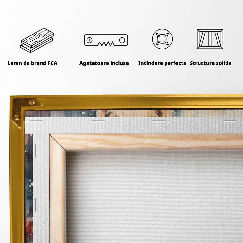 Tablou Canvas Premium LuxCanva® D1034, Un Samoyed in Dar , Caine, Blana, Bej, Cutii, Cadouri, Latrat, Camera Copii, Culori vibrante