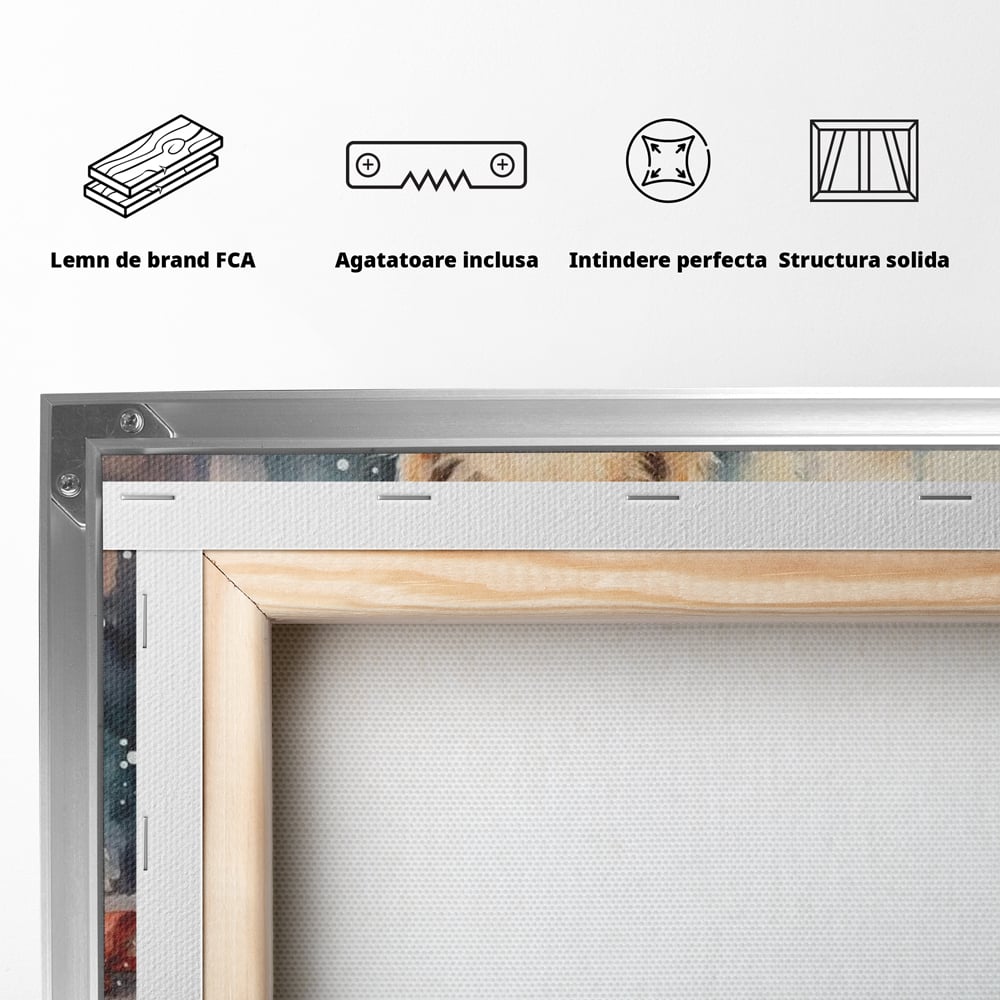 Tablou Canvas Premium LuxCanva® D1034, Un Samoyed in Dar , Caine, Blana, Bej, Cutii, Cadouri, Latrat, Camera Copii, Culori vibrante