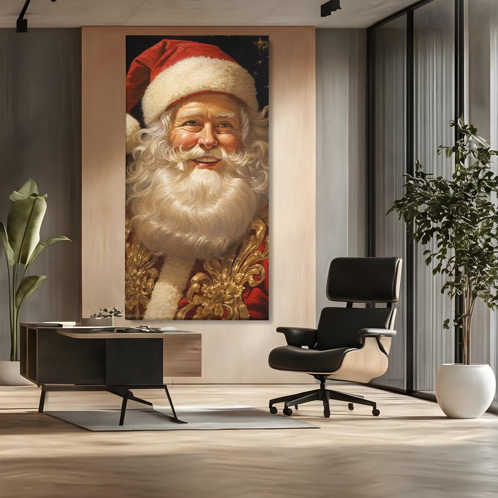Tablou Canvas Premium LuxCanva® D1035, Zambetul lui Mos Craciun , Barba, Alba, Santa Claus, Bucurie, Zambet, Living Room, Culori vibrante