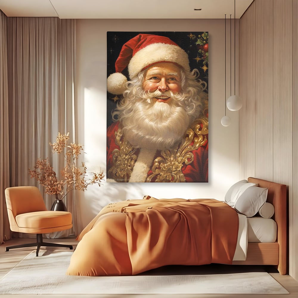 Tablou Canvas Premium LuxCanva® D1035, Zambetul lui Mos Craciun , Barba, Alba, Santa Claus, Bucurie, Zambet, Living Room, Culori vibrante