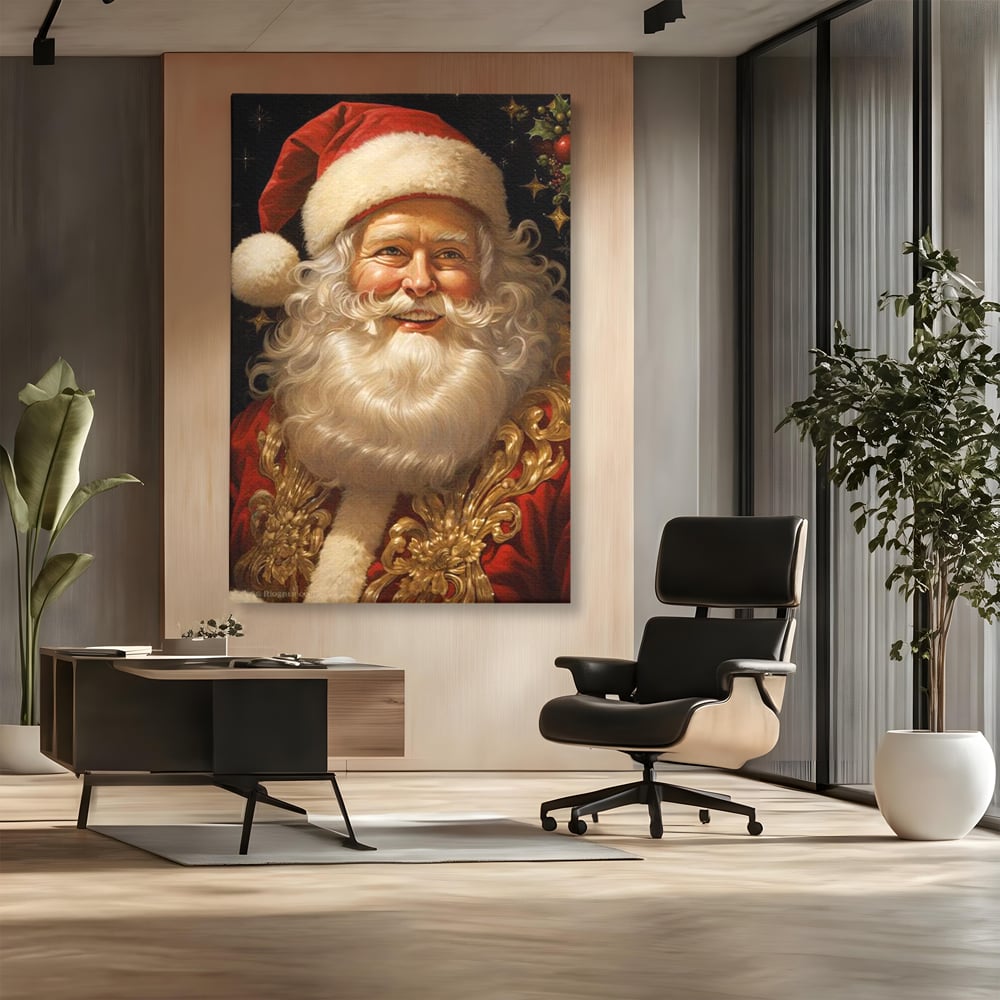 Tablou Canvas Premium LuxCanva® D1035, Zambetul lui Mos Craciun , Barba, Alba, Santa Claus, Bucurie, Zambet, Living Room, Culori vibrante