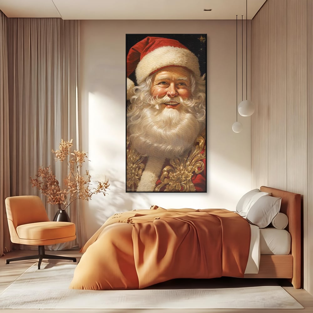 Tablou Canvas Premium LuxCanva® D1035, Zambetul lui Mos Craciun , Barba, Alba, Santa Claus, Bucurie, Zambet, Living Room, Culori vibrante