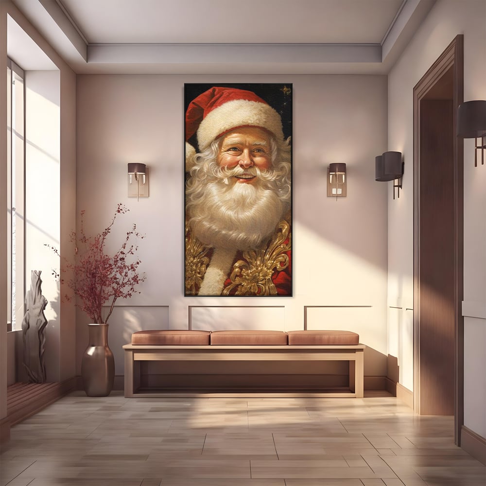 Tablou Canvas Premium LuxCanva® D1035, Zambetul lui Mos Craciun , Barba, Alba, Santa Claus, Bucurie, Zambet, Living Room, Culori vibrante