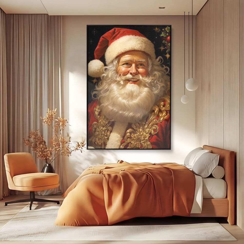 Tablou Canvas Premium LuxCanva® D1035, Zambetul lui Mos Craciun , Barba, Alba, Santa Claus, Bucurie, Zambet, Living Room, Culori vibrante