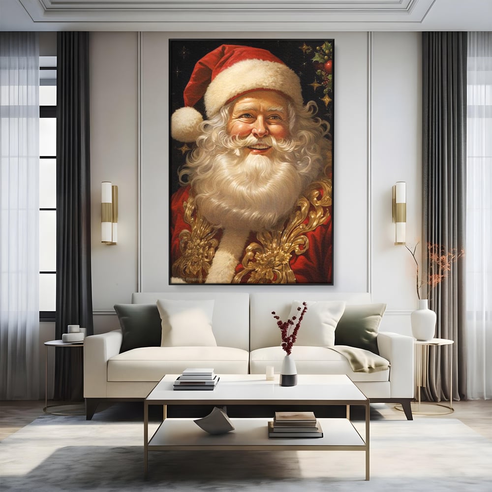 Tablou Canvas Premium LuxCanva® D1035, Zambetul lui Mos Craciun , Barba, Alba, Santa Claus, Bucurie, Zambet, Living Room, Culori vibrante
