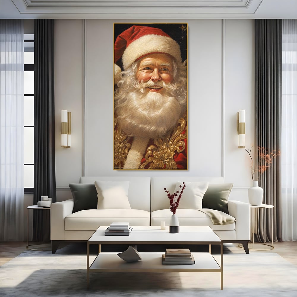 Tablou Canvas Premium LuxCanva® D1035, Zambetul lui Mos Craciun , Barba, Alba, Santa Claus, Bucurie, Zambet, Living Room, Culori vibrante