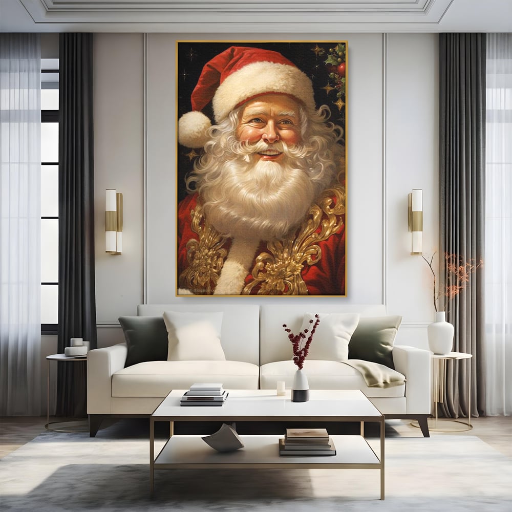 Tablou Canvas Premium LuxCanva® D1035, Zambetul lui Mos Craciun , Barba, Alba, Santa Claus, Bucurie, Zambet, Living Room, Culori vibrante