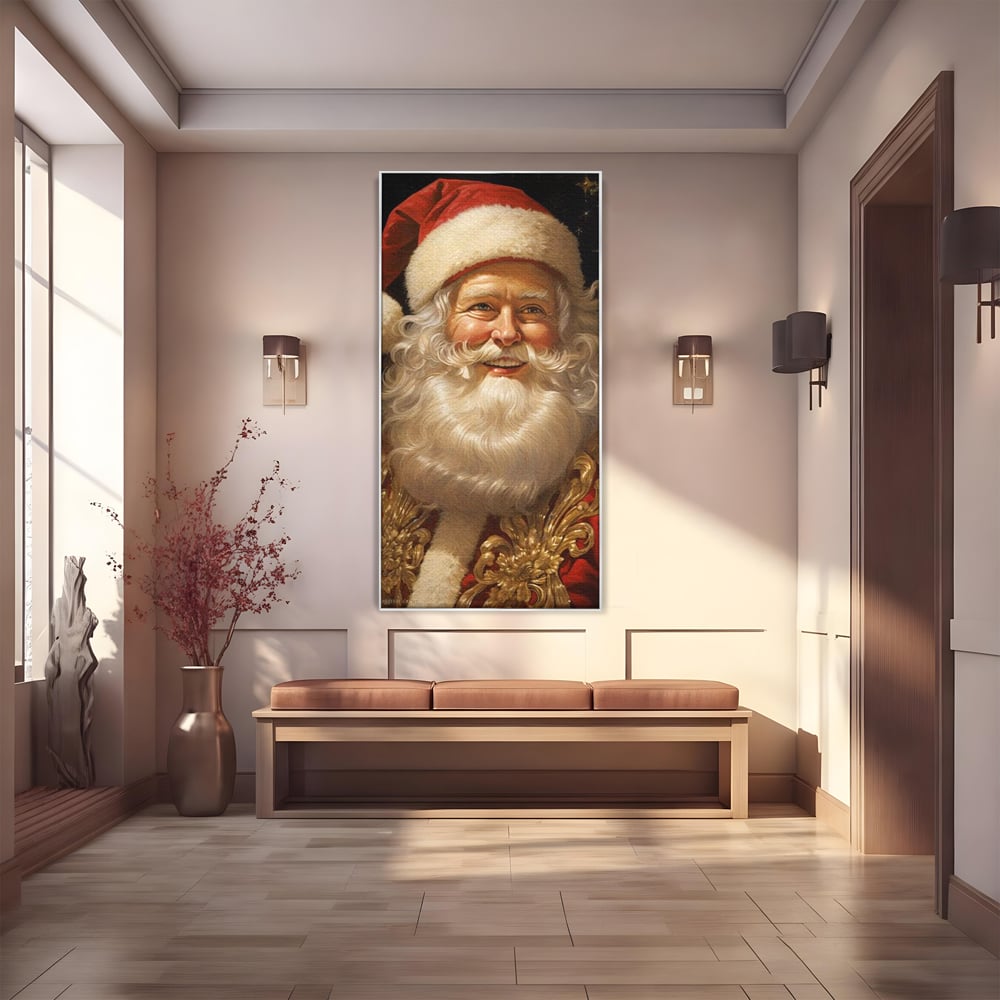 Tablou Canvas Premium LuxCanva® D1035, Zambetul lui Mos Craciun , Barba, Alba, Santa Claus, Bucurie, Zambet, Living Room, Culori vibrante