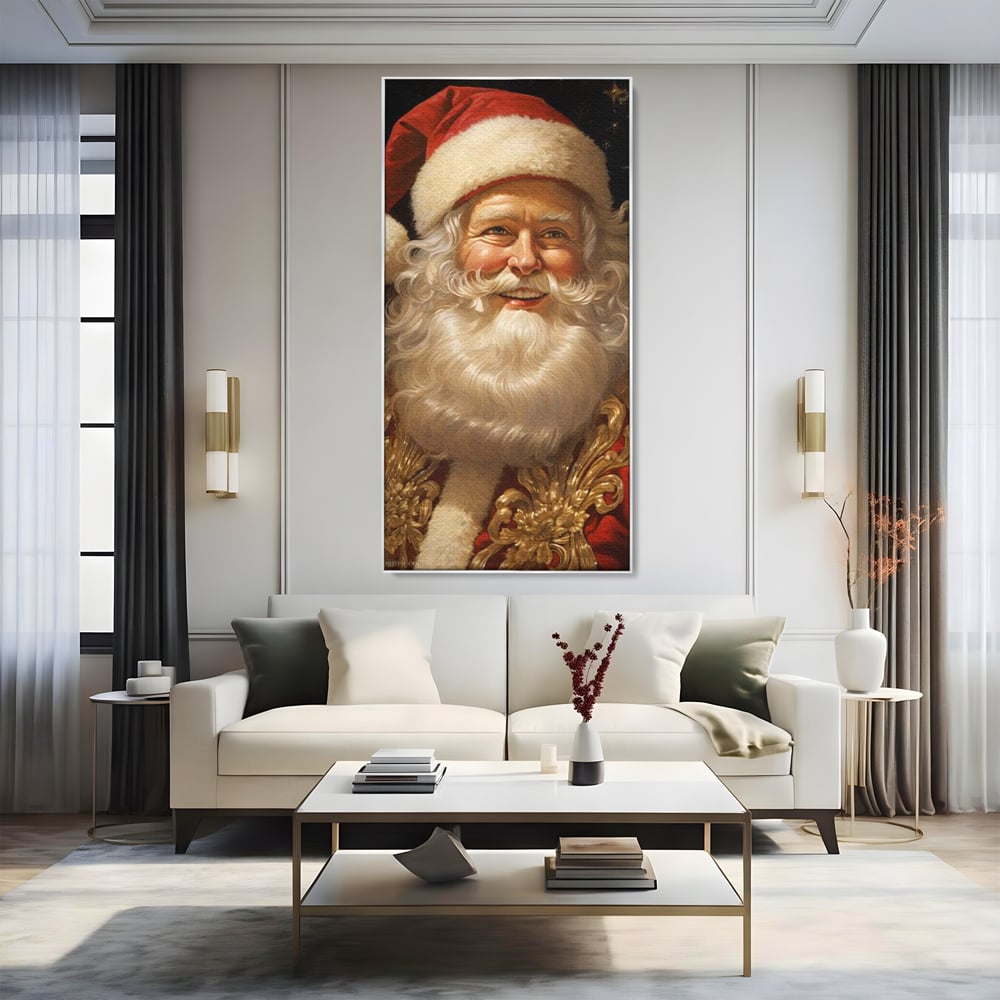 Tablou Canvas Premium LuxCanva® D1035, Zambetul lui Mos Craciun , Barba, Alba, Santa Claus, Bucurie, Zambet, Living Room, Culori vibrante