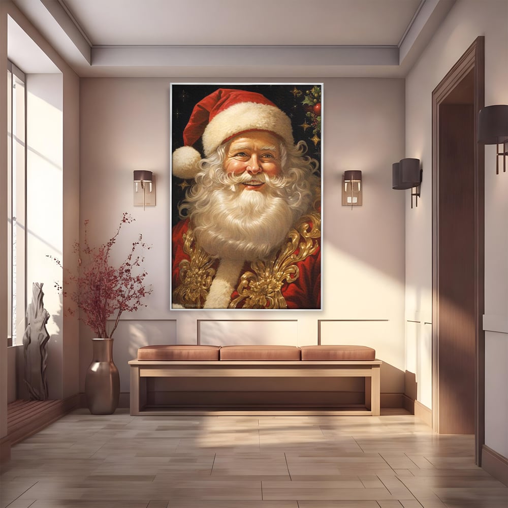 Tablou Canvas Premium LuxCanva® D1035, Zambetul lui Mos Craciun , Barba, Alba, Santa Claus, Bucurie, Zambet, Living Room, Culori vibrante