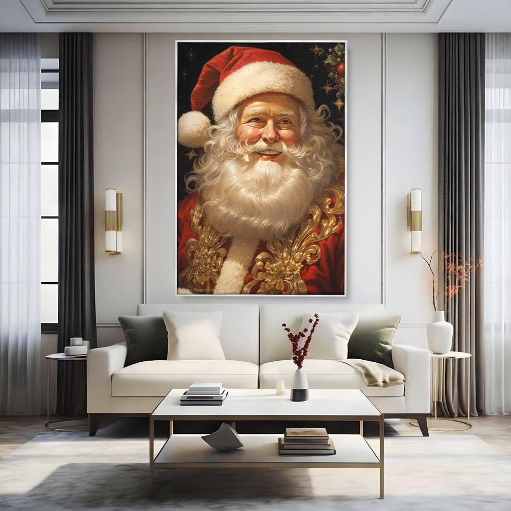 Tablou Canvas Premium LuxCanva® D1035, Zambetul lui Mos Craciun , Barba, Alba, Santa Claus, Bucurie, Zambet, Living Room, Culori vibrante