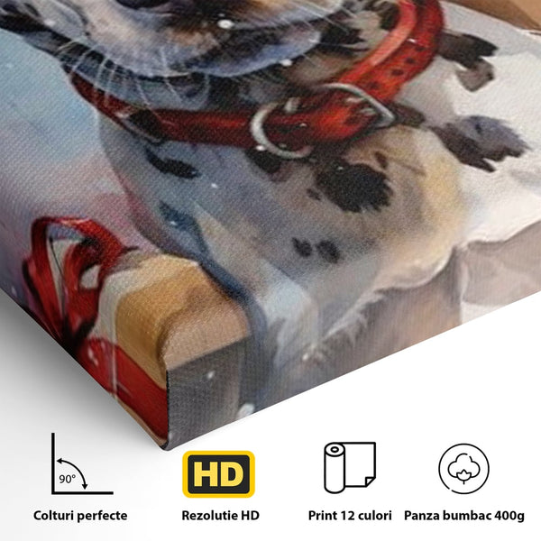 Tablou Canvas Premium LuxCanva® D1036, 101 Dalmatieni , Dalmatian, Desene Animate, Santa Pete, Zgarda, Festiv, Living Room, Culori vibrante