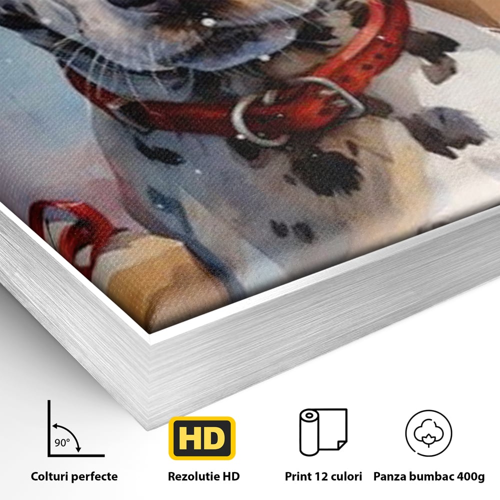 Tablou Canvas Premium LuxCanva® D1036, 101 Dalmatieni , Dalmatian, Desene Animate, Santa Pete, Zgarda, Festiv, Living Room, Culori vibrante
