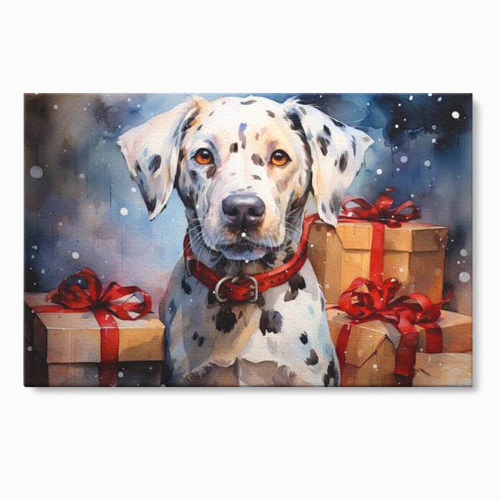 Tablou Canvas Premium LuxCanva® D1036, 101 Dalmatieni , Dalmatian, Desene Animate, Santa Pete, Zgarda, Festiv, Living Room, Culori vibrante