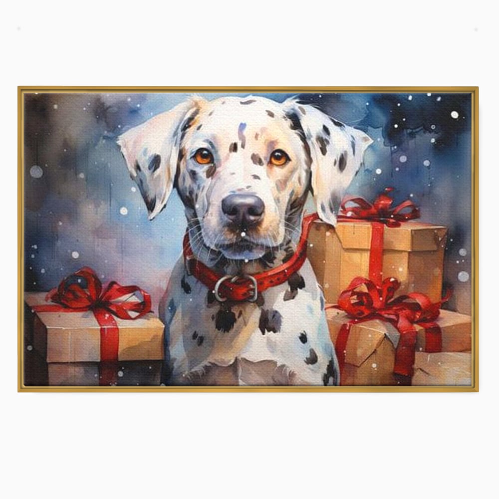 Tablou Canvas Premium LuxCanva® D1036, 101 Dalmatieni , Dalmatian, Desene Animate, Santa Pete, Zgarda, Festiv, Living Room, Culori vibrante